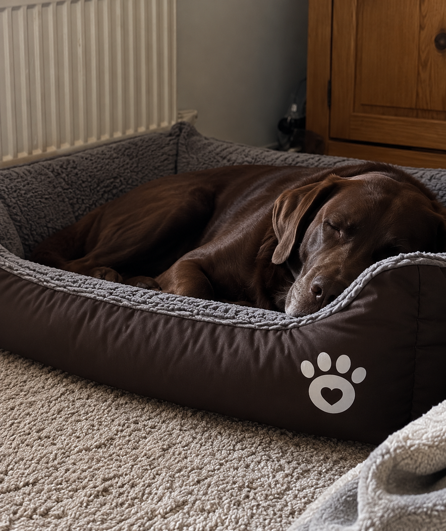 It fits perfectly in the corner of our bedroom and our dog has made it his new favorite place to sleep. The inside is super soft and feels really comfortable.