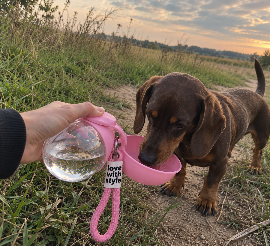 My dachshund loves it! I especially like being able to offer him a drink without looking for a water bowl somewhere.